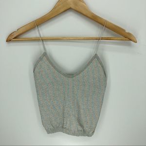 Free People shimmery spaghetti strap crop top